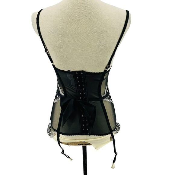 Victoria's Secret Bustier Corset Black with White Polka Dots 34C - Picture 7 of 8